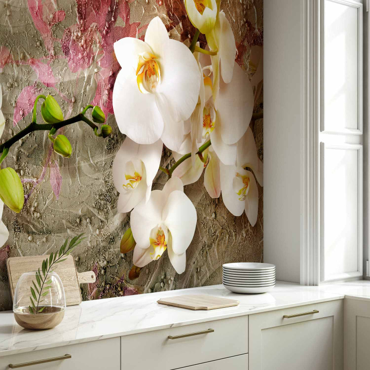Photo Wallpaper Desert orchid - flower motif on a background with delicate wave effect 88905 additionalImage 7