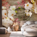 Photo Wallpaper Desert orchid - flower motif on a background with delicate wave effect 88905
