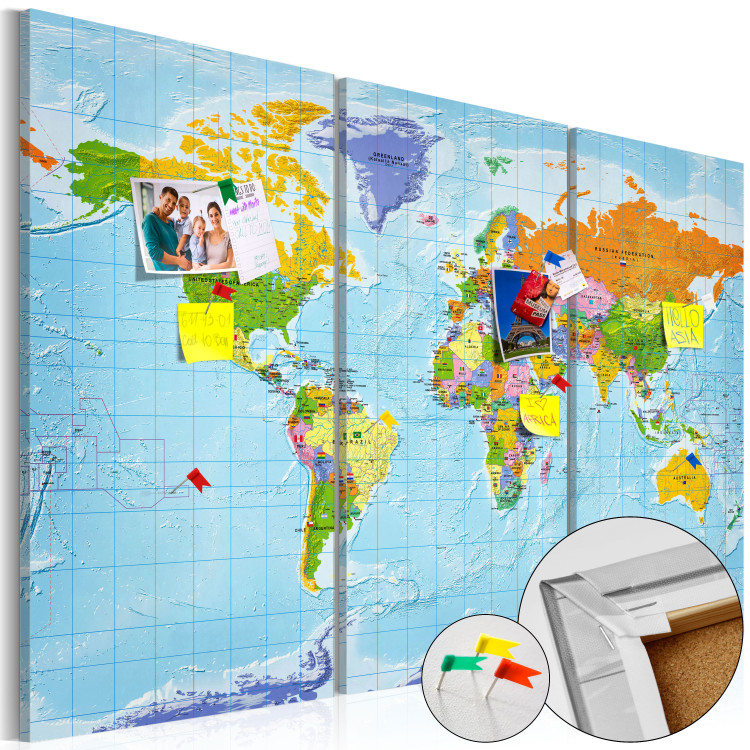 Cork Pinboard World Map: Countries Flags II [Cork Map] 97405