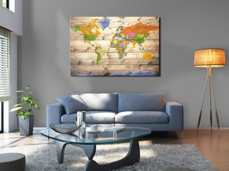 Cork Pinboard Map on wood: Colourful Travels [Cork Map] 97605 additionalImage 3