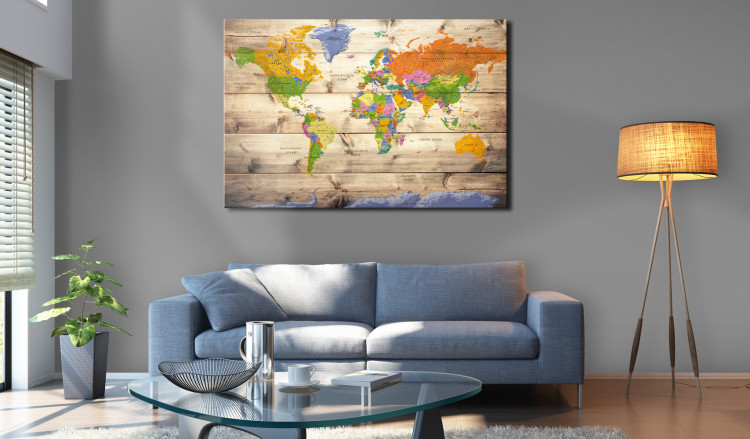 Cork Pinboard Map on wood: Colourful Travels [Cork Map] 97605 additionalImage 2
