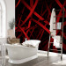 Wall Mural Dark depth - abstract illusion with burgundy stripes on a black background 97705 additionalThumb 8