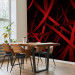 Wall Mural Dark depth - abstract illusion with burgundy stripes on a black background 97705 additionalThumb 7