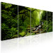 Canvas Forest Waterfall (5-piece) - Picturesque Landscape Amidst Green Trees 98605 additionalThumb 2