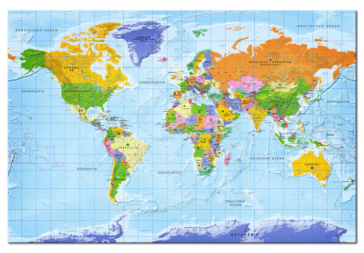 Cork Pinboard World Map: Countries Flags [Cork Map - German Text] 105615 additionalImage 2