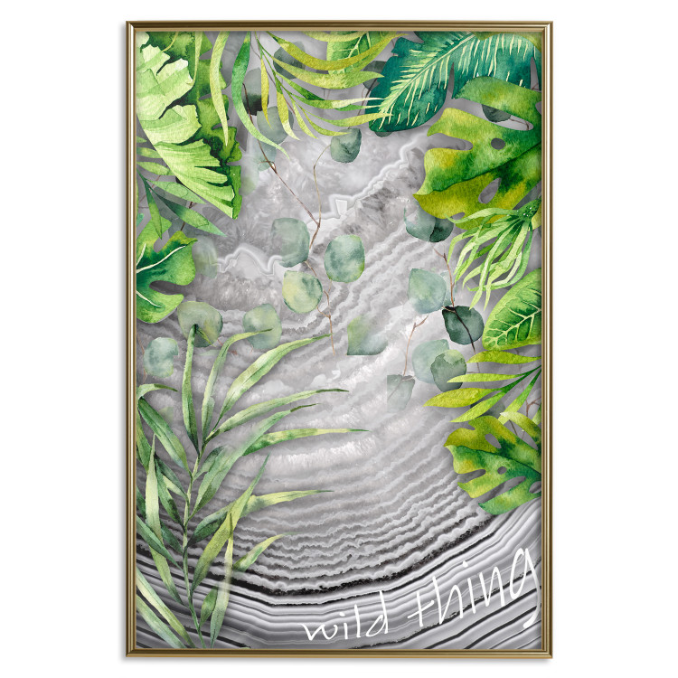 Wall Poster Wild Thing - botanical composition with tropical leaves and text 114315 additionalImage 14