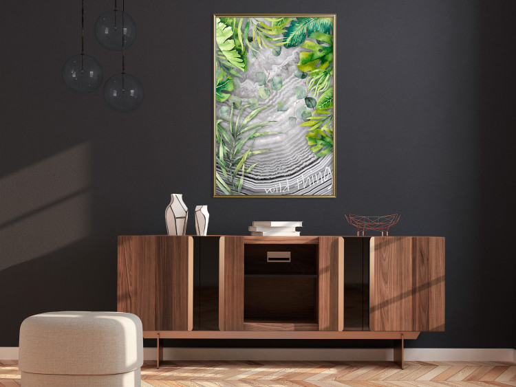Wall Poster Wild Thing - botanical composition with tropical leaves and text 114315 additionalImage 7