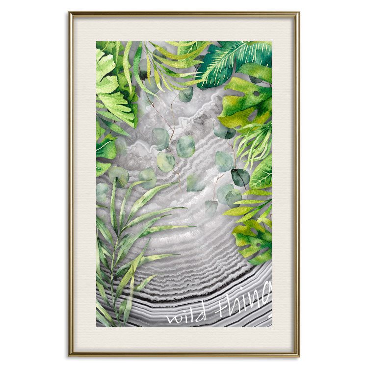 Wall Poster Wild Thing - botanical composition with tropical leaves and text 114315 additionalImage 26