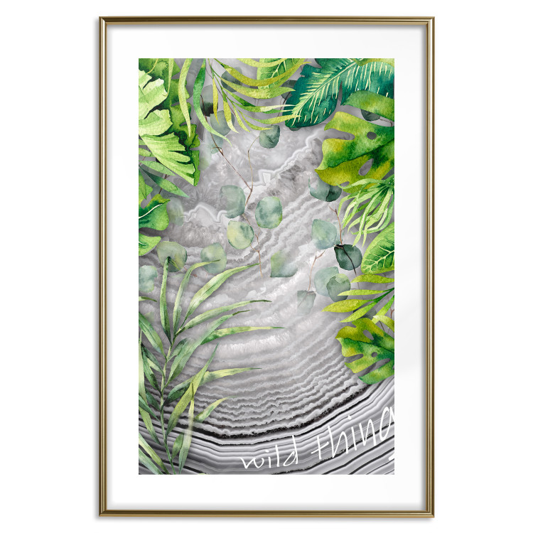 Wall Poster Wild Thing - botanical composition with tropical leaves and text 114315 additionalImage 20