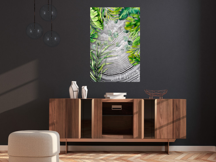 Wall Poster Wild Thing - botanical composition with tropical leaves and text 114315 additionalImage 25