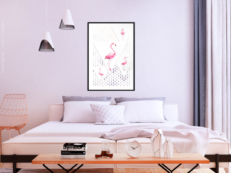 Wall Poster Flamingo Family - geometric composition with pink birds and triangles 115315 additionalImage 4