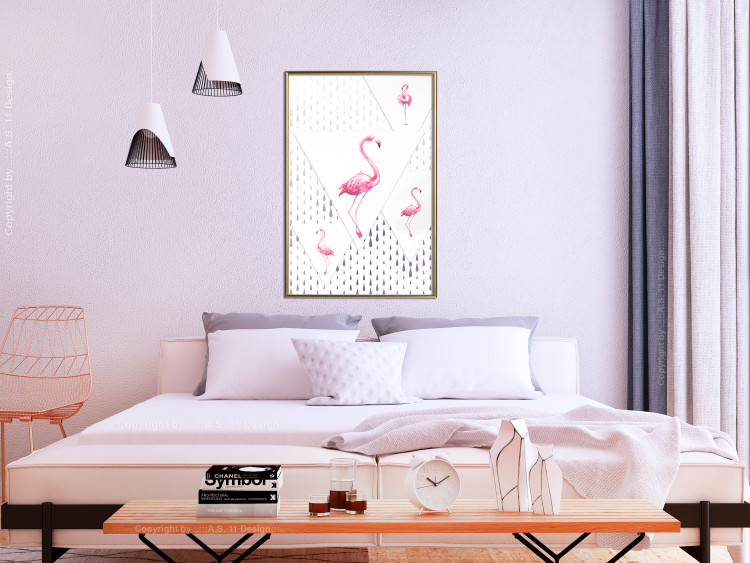 Wall Poster Flamingo Family - geometric composition with pink birds and triangles 115315 additionalImage 5