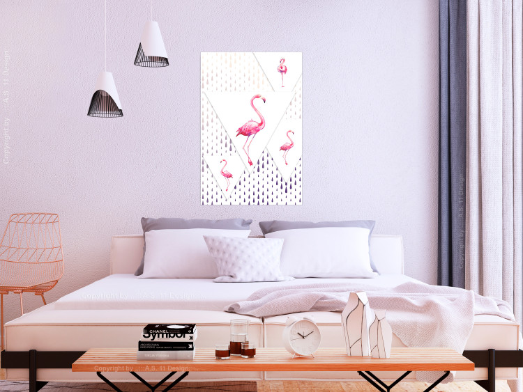 Wall Poster Flamingo Family - geometric composition with pink birds and triangles 115315 additionalImage 17