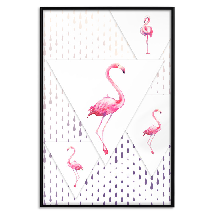 Wall Poster Flamingo Family - geometric composition with pink birds and triangles 115315 additionalImage 18