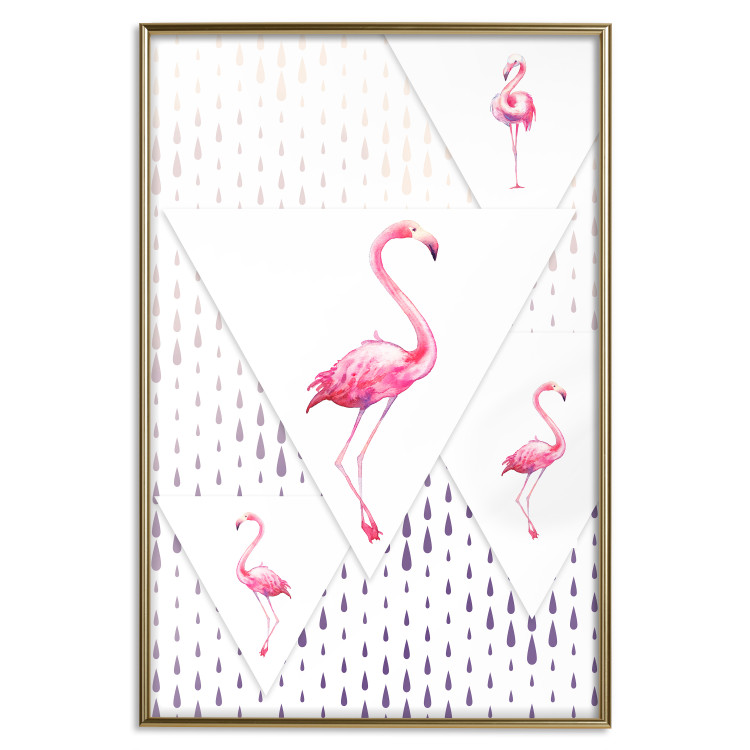 Wall Poster Flamingo Family - geometric composition with pink birds and triangles 115315 additionalImage 16