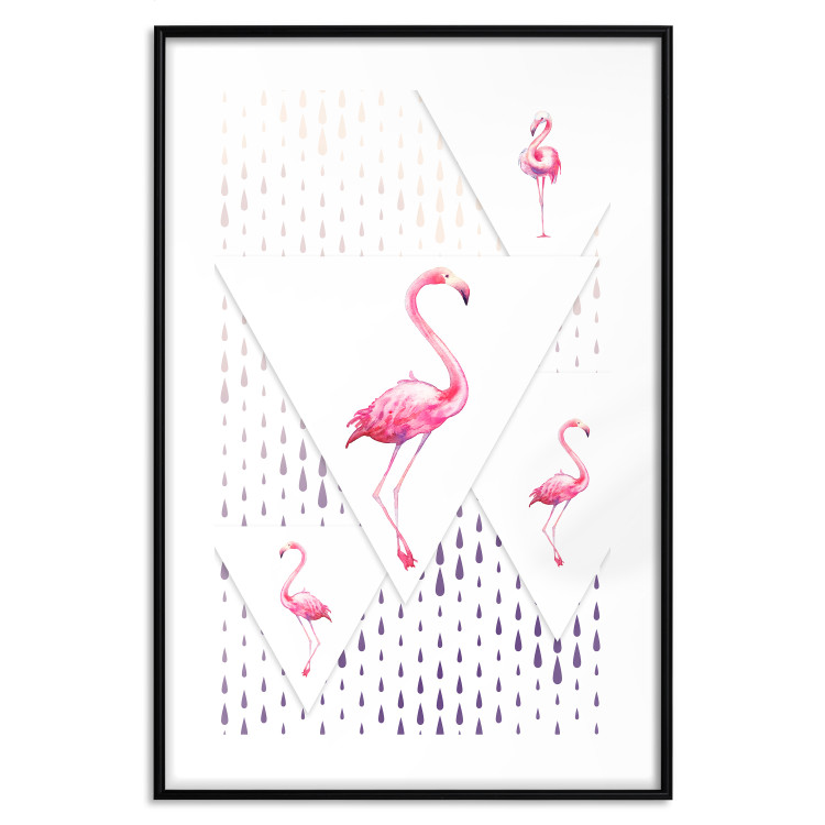 Wall Poster Flamingo Family - geometric composition with pink birds and triangles 115315 additionalImage 15