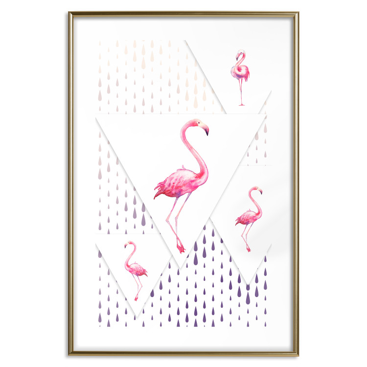 Wall Poster Flamingo Family - geometric composition with pink birds and triangles 115315 additionalImage 14