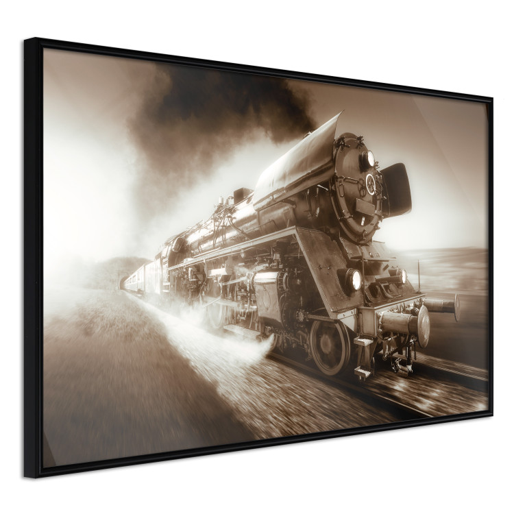Poster Vintage Steam Engine - black smoke rising from the chimney of a moving train 116415 additionalImage 10