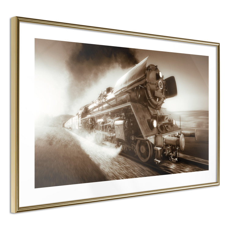 Poster Vintage Steam Engine - black smoke rising from the chimney of a moving train 116415 additionalImage 6