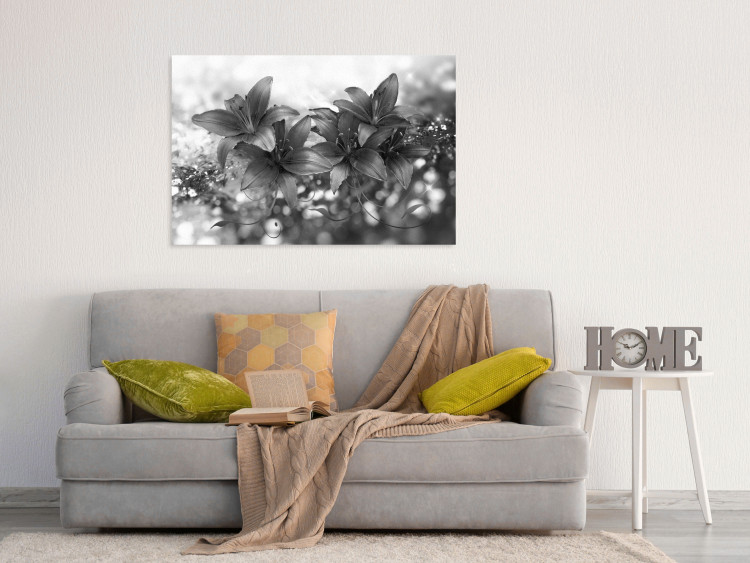 Canvas Print Charm of Flowers (1-part) - Elegance in Black and White Colors 118415 additionalImage 3