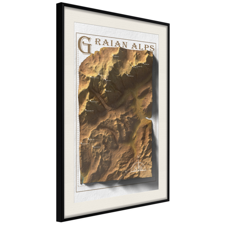 Wall Poster Isometric Map: Graian Alps - composition with golden mountains and texts 118515 additionalImage 3