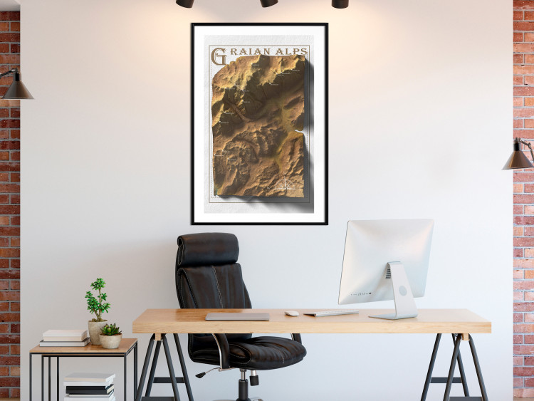 Wall Poster Isometric Map: Graian Alps - composition with golden mountains and texts 118515 additionalImage 14