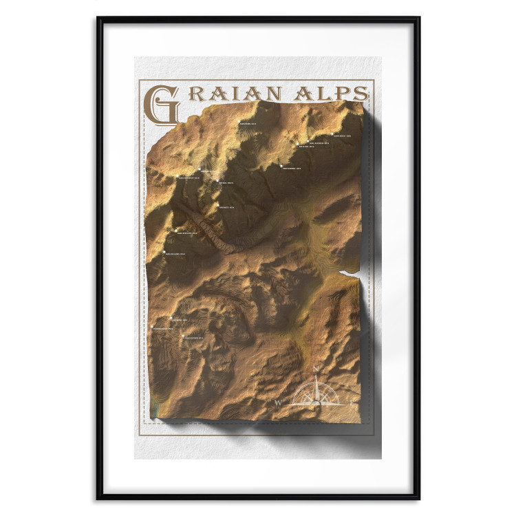 Wall Poster Isometric Map: Graian Alps - composition with golden mountains and texts 118515 additionalImage 13