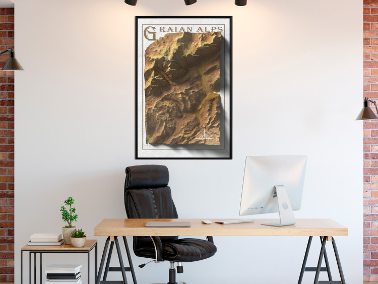 Wall Poster Isometric Map: Graian Alps - composition with golden mountains and texts 118515 additionalImage 4