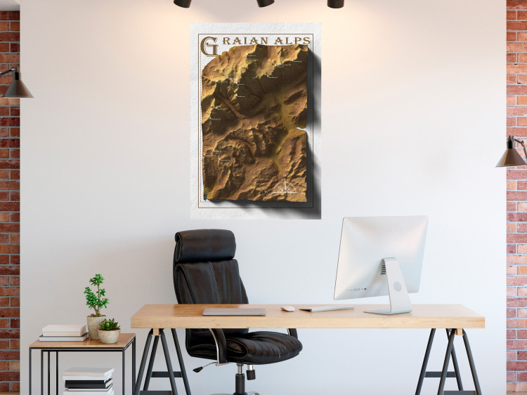 Wall Poster Isometric Map: Graian Alps - composition with golden mountains and texts 118515 additionalImage 20