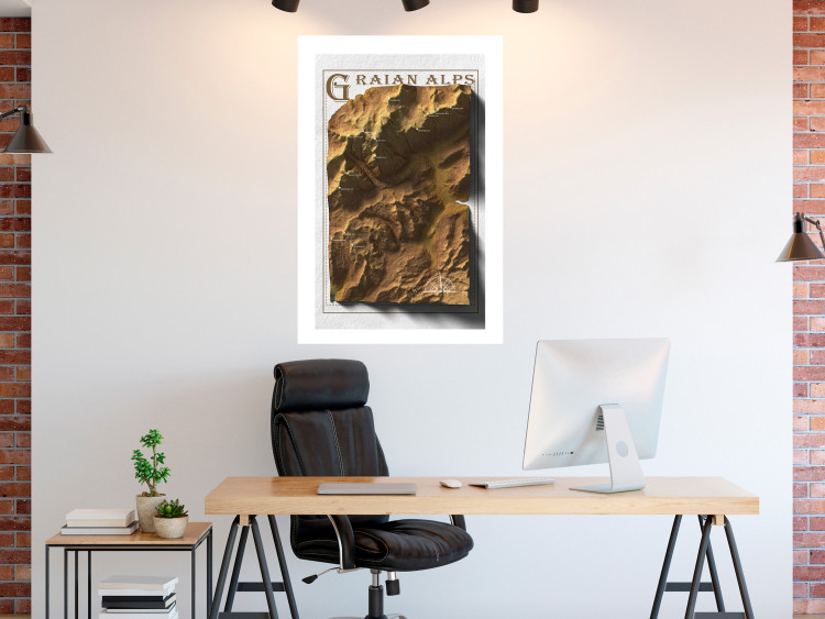 Wall Poster Isometric Map: Graian Alps - composition with golden mountains and texts 118515 additionalImage 5