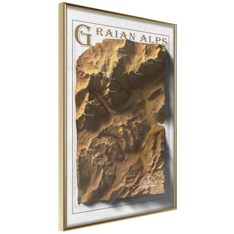 Wall Poster Isometric Map: Graian Alps - composition with golden mountains and texts 118515 additionalImage 12