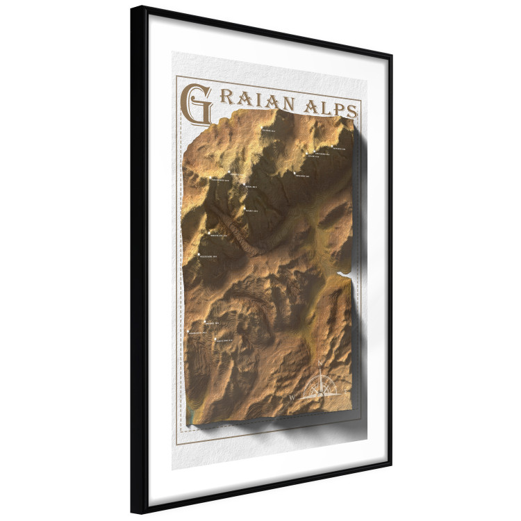 Wall Poster Isometric Map: Graian Alps - composition with golden mountains and texts 118515 additionalImage 8