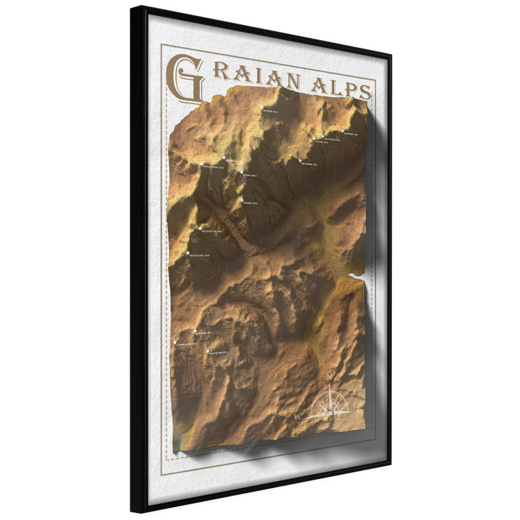 Wall Poster Isometric Map: Graian Alps - composition with golden mountains and texts 118515 additionalImage 9