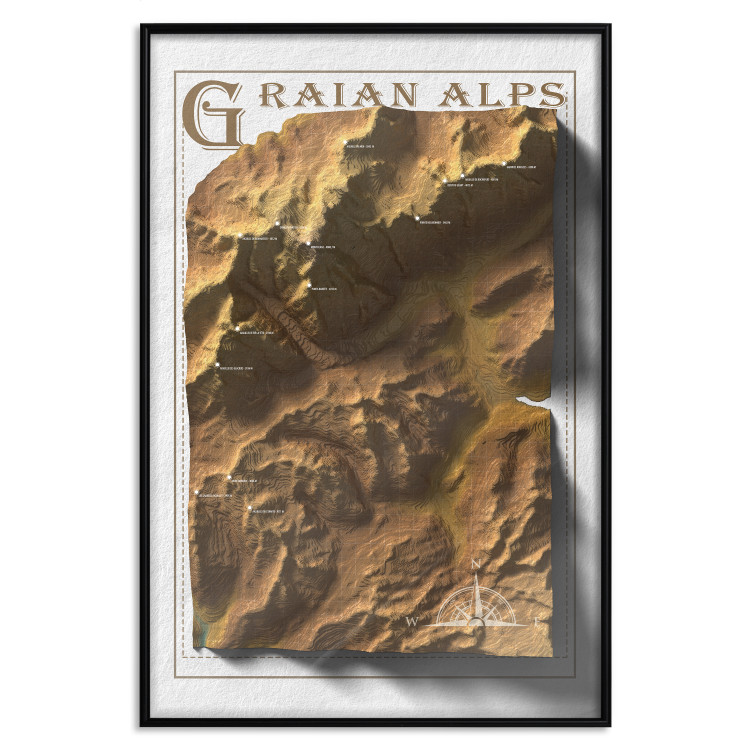 Wall Poster Isometric Map: Graian Alps - composition with golden mountains and texts 118515 additionalImage 20