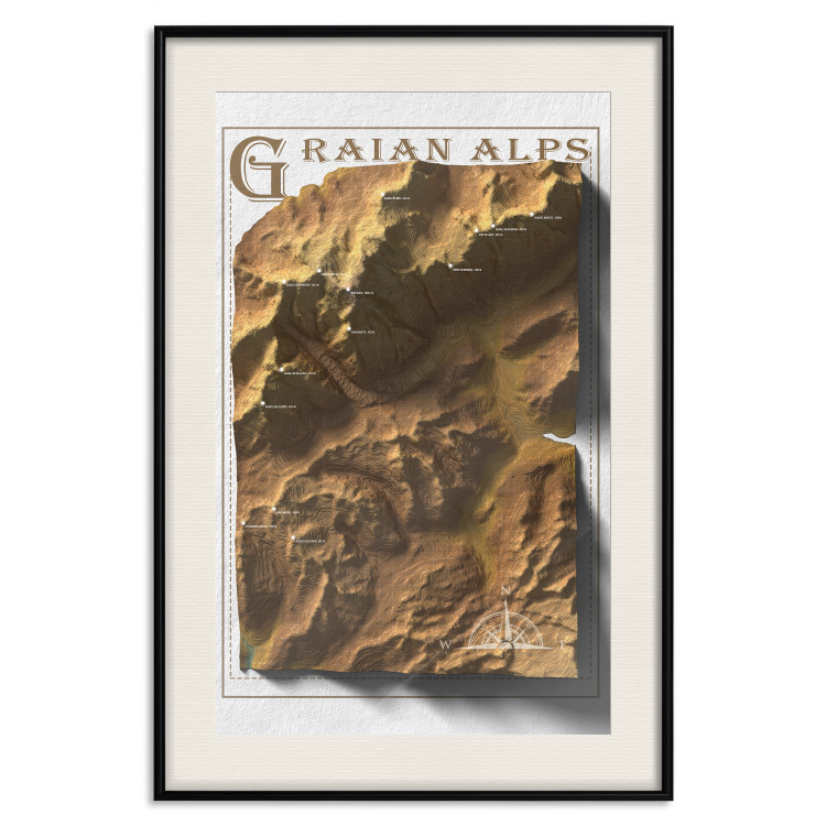 Wall Poster Isometric Map: Graian Alps - composition with golden mountains and texts 118515 additionalImage 19
