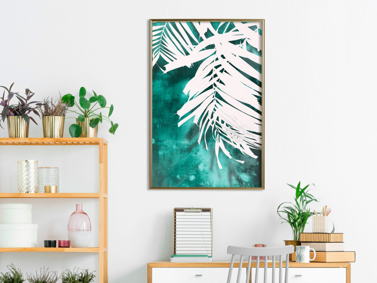 Wall Poster Emerald Shade - plant texture of white leaves on a green background 122315 additionalImage 6