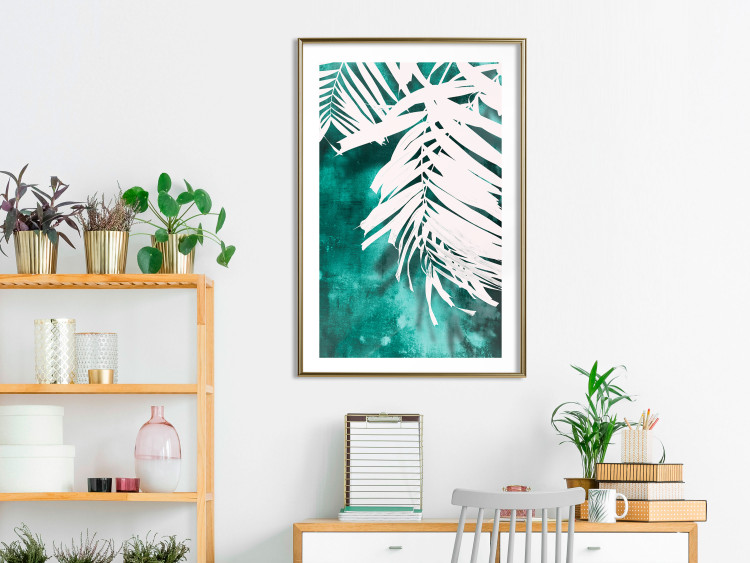 Wall Poster Emerald Shade - plant texture of white leaves on a green background 122315 additionalImage 15