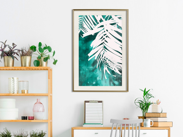 Wall Poster Emerald Shade - plant texture of white leaves on a green background 122315 additionalImage 21