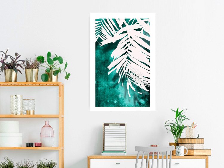 Wall Poster Emerald Shade - plant texture of white leaves on a green background 122315 additionalImage 5