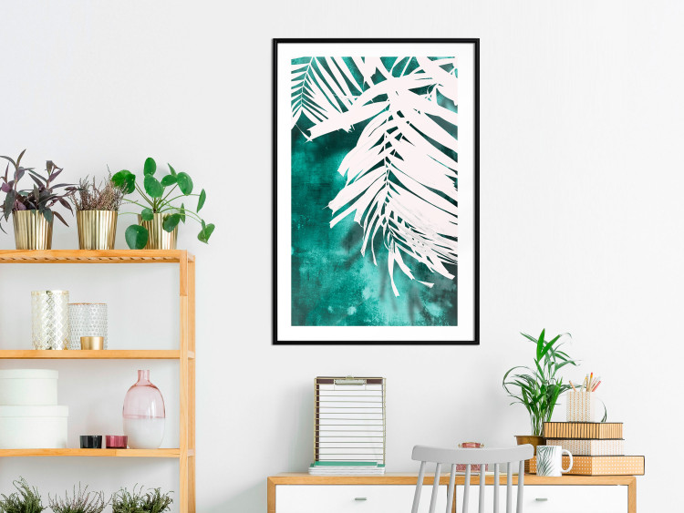 Wall Poster Emerald Shade - plant texture of white leaves on a green background 122315 additionalImage 8