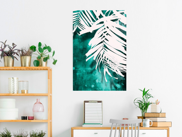 Wall Poster Emerald Shade - plant texture of white leaves on a green background 122315 additionalImage 23