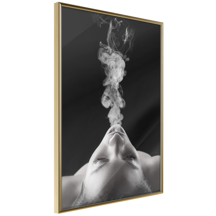 Wall Poster Smoke Cloud - black and white female face with smoke coming out of mouth 123615 additionalImage 12