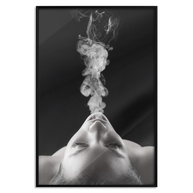 Wall Poster Smoke Cloud - black and white female face with smoke coming out of mouth 123615 additionalImage 17