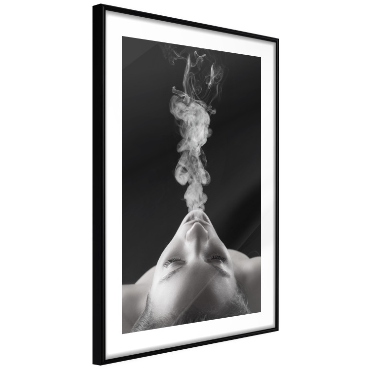 Wall Poster Smoke Cloud - black and white female face with smoke coming out of mouth 123615 additionalImage 11