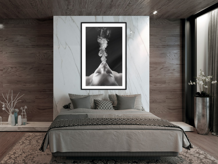 Wall Poster Smoke Cloud - black and white female face with smoke coming out of mouth 123615 additionalImage 4
