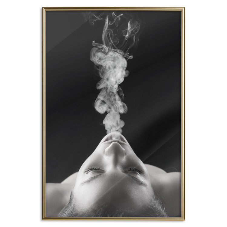 Wall Poster Smoke Cloud - black and white female face with smoke coming out of mouth 123615 additionalImage 18