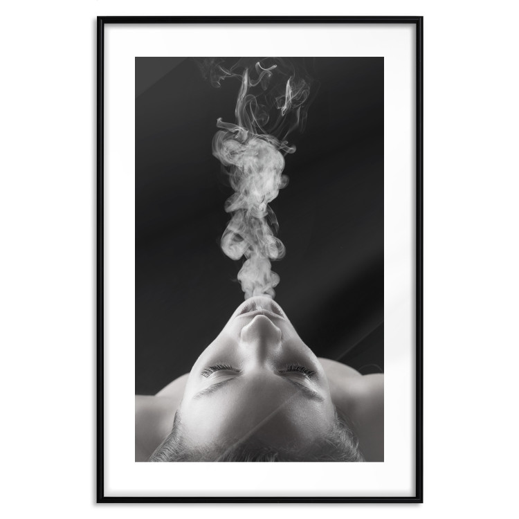 Wall Poster Smoke Cloud - black and white female face with smoke coming out of mouth 123615 additionalImage 19