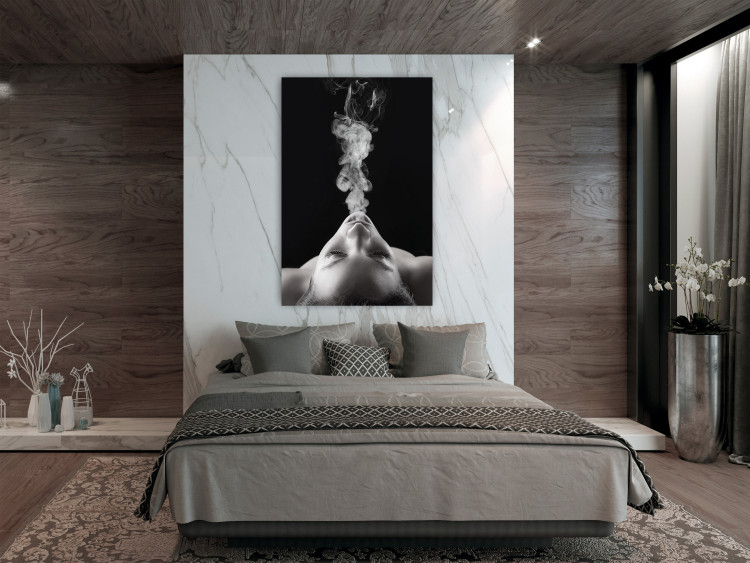 Wall Poster Smoke Cloud - black and white female face with smoke coming out of mouth 123615 additionalImage 14