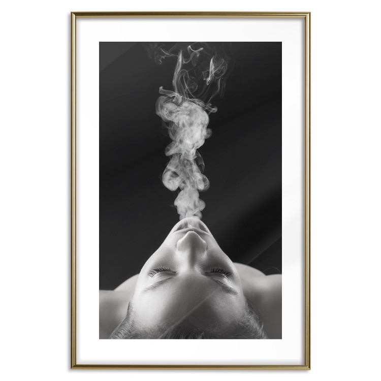 Wall Poster Smoke Cloud - black and white female face with smoke coming out of mouth 123615 additionalImage 20