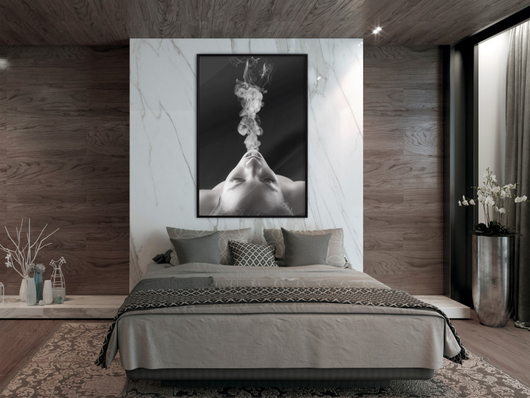 Wall Poster Smoke Cloud - black and white female face with smoke coming out of mouth 123615 additionalImage 3